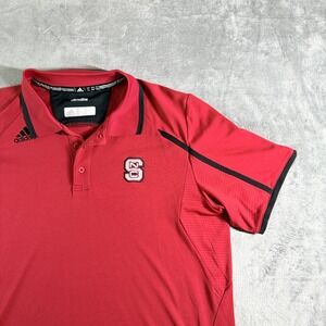 Adidas NC State Wolfpack Climalite Polo Shirt Mens XL Red Short Sleeve